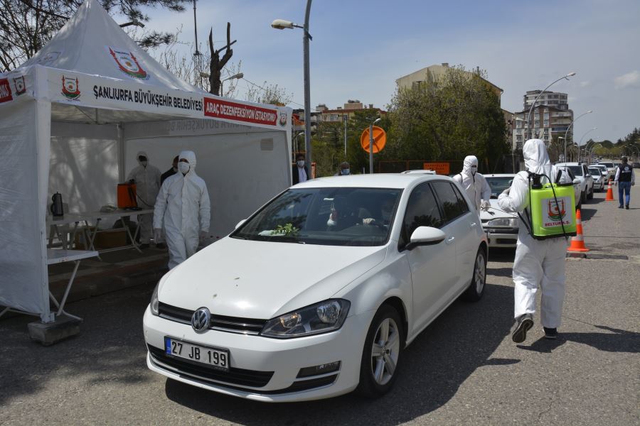 Siverek’te araçlar dezenfekte edildi