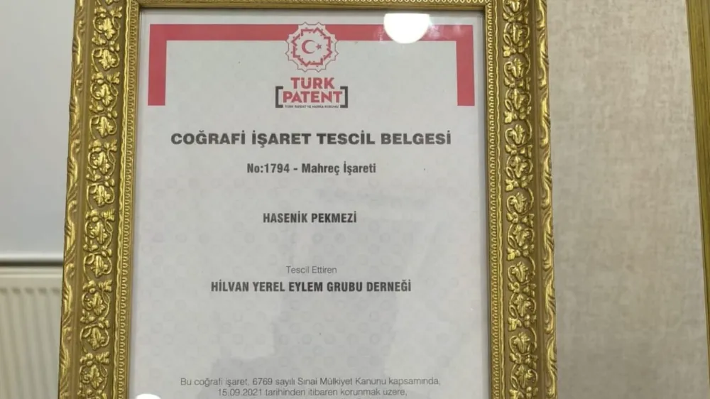 HİLVAN YEREL EYLEM GRUBU, HASENİK PEKMEZİ’NİN COĞRAFİ İŞARET TESCİLİNİ ALDI