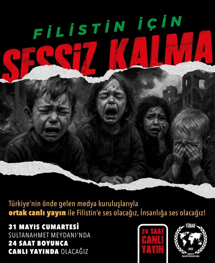 GAZETECİLER 24 SAAT NÖBETTE: FİLİSTİN İÇİN SESSİZ KALMA!