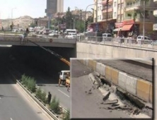 SSK Kavşağındaki çökmeler tehlike saçıyor